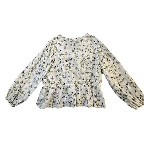 Time and Tru Floral Peplum Blouse XXXL (22) Button Front Long Sleeve Fit Smaller - Picture 2 of 7